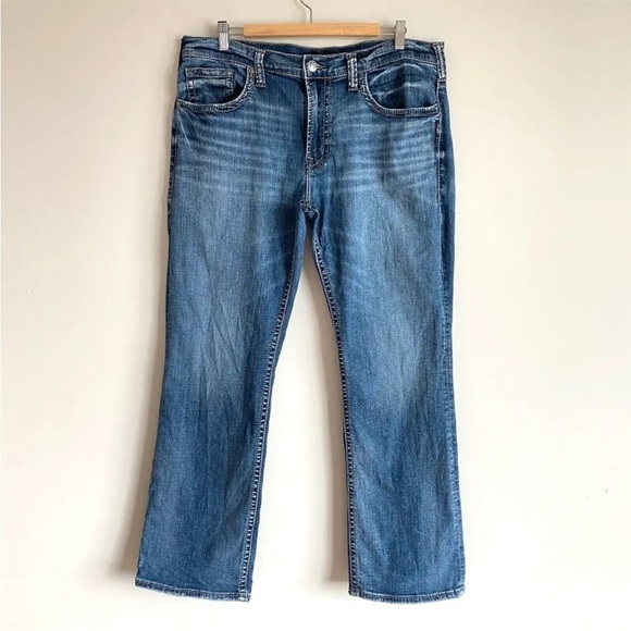 Silver Jeans ZAC Relaxed Fit Straight Leg Mens Sz 36x32 Thick Stitching! - Picture 2 of 12